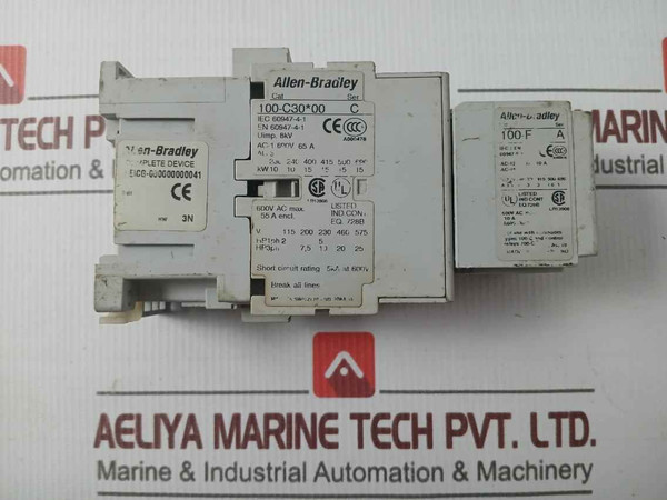 Allen-bradley 100-c30*00 Iec Contactor With 100-f Auxiliary Contact Block