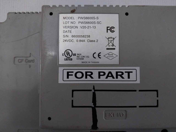 Hitech Pws6600S-s Hmi Touch Screen Panel 24Vdc 0.84A 20W (Not Working)