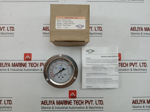 Asg63Fs07-1/4F Pressure Gauge -100/1,600 Kpa By Floyd Australia