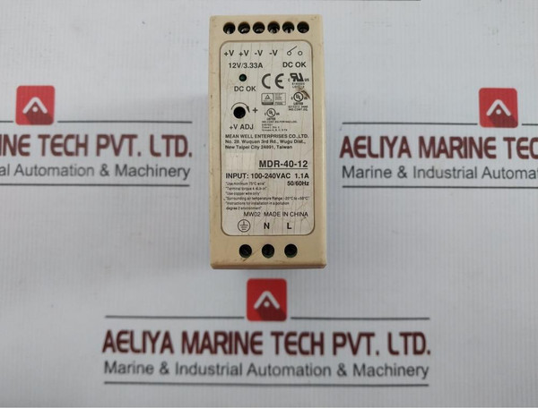 Single Output Industrial Din Rail 100-240V Ac 5060Hz Mean Well Mdr-40-12