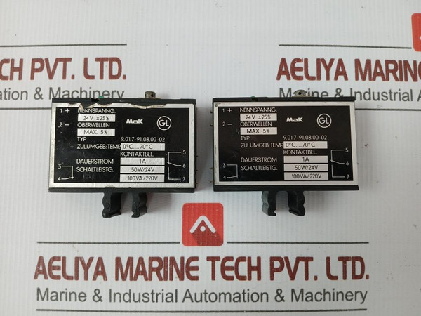Used Condition Mak Plug In Relay 24V Part No. 9.01.7-91.08.00-02