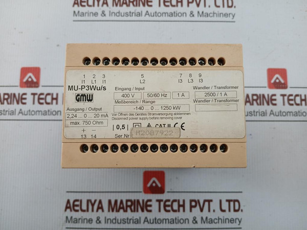 Active Power Measuring Transducer 400V By Gmw Part No. Mu-p3WuS