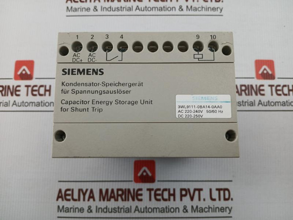 3Wl9111-0Ba14-0Aa0 Capacitor Energy Storage Unit F Shunt Trip 5060 Hz Siemens