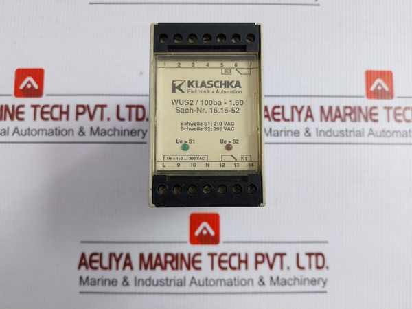 Klaschka Power Measuring Relay 110-300V/35-65Hz Part No. Wus2/100Ba-1.60