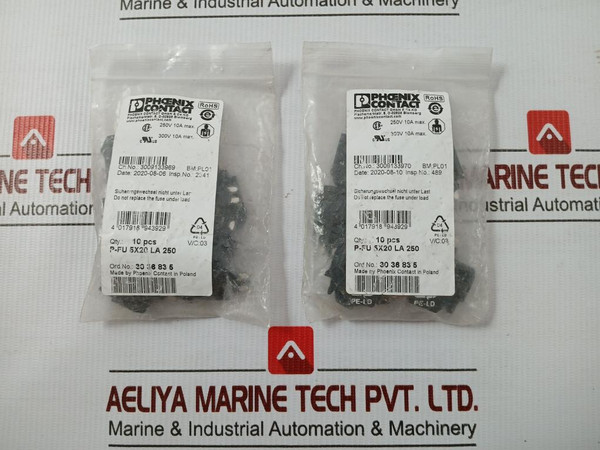 Pack Of 10X Phoenix Contact 250V 10A Max Fuse Plug P-fu 5X20 La 250