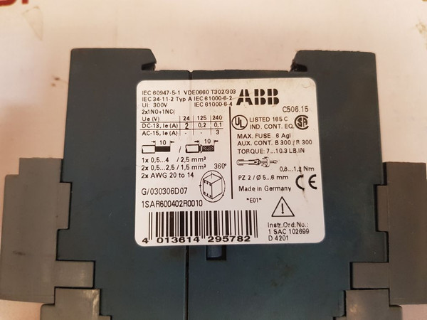 Abb C506.15 Safety Relay 1Sar600402R0010 300V