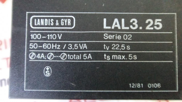 LANDIS & GYR LAL3.25 Program Relay Oil & Gas Burner Sequence Controller
