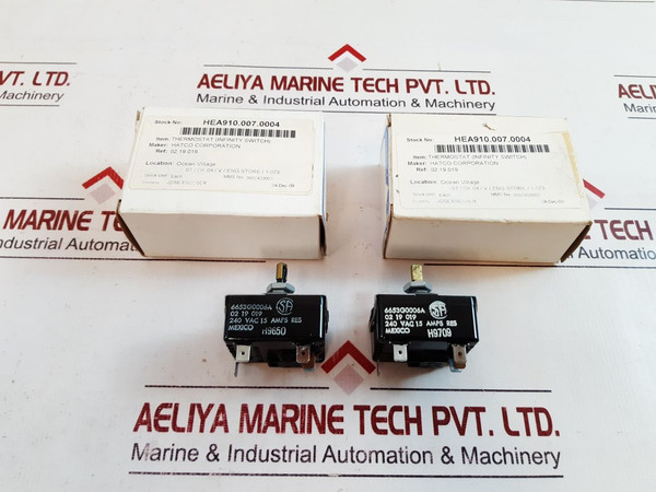 Hatco 6653g0006a thermostat (infinity switch) 02 19 019