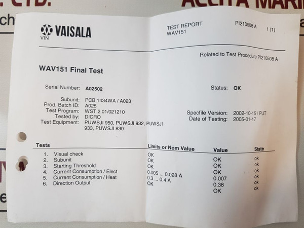 Wav151 Wind Direction Sensor Vaisala