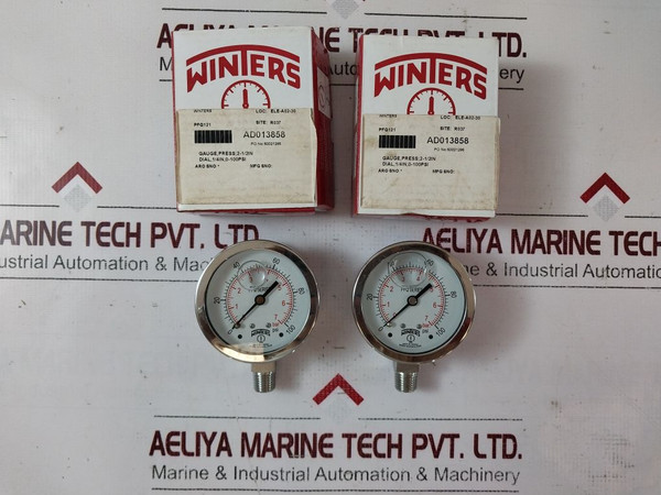 Winters Pfq121 Pressure Gauge Ss 2.5” 1/4" Npt Btm 0-100Psi