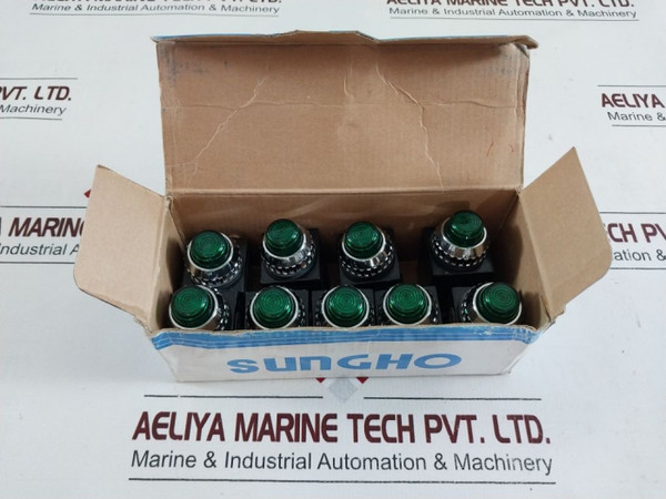 Lot Of 9X Sungho Pr25P-4L(Led Type) Signal Lamp Green