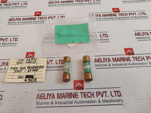 Lot of 4X Bussmann NON-25 One-Time Fuse 250 Volts