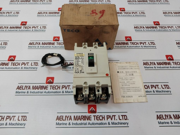 Teco To-100Eb 3 Pole No Fuse Circuit Breaker Temp 40°C Ac 690V 50/60Hz New