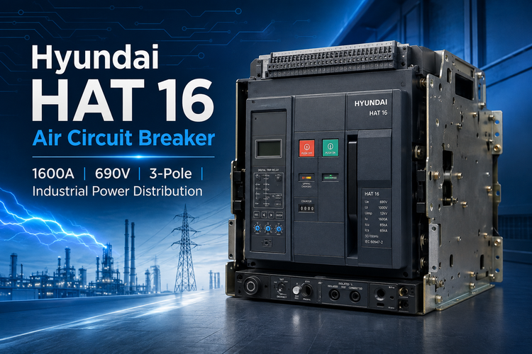 Hyundai HAT 16 Air Circuit Breaker 1600A 690V 3-Pole for Industrial Power Distribution