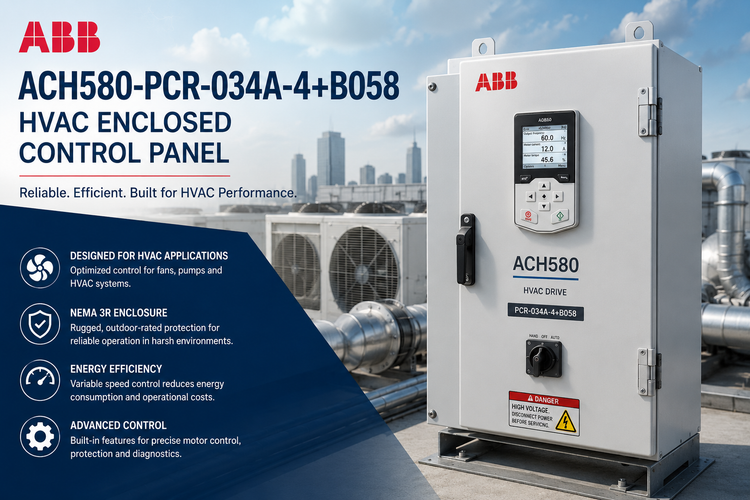 ABB ACH580-PCR-034A-4+B058 HVAC Enclosed Control Panel | NEMA 3R Variable Frequency Drive