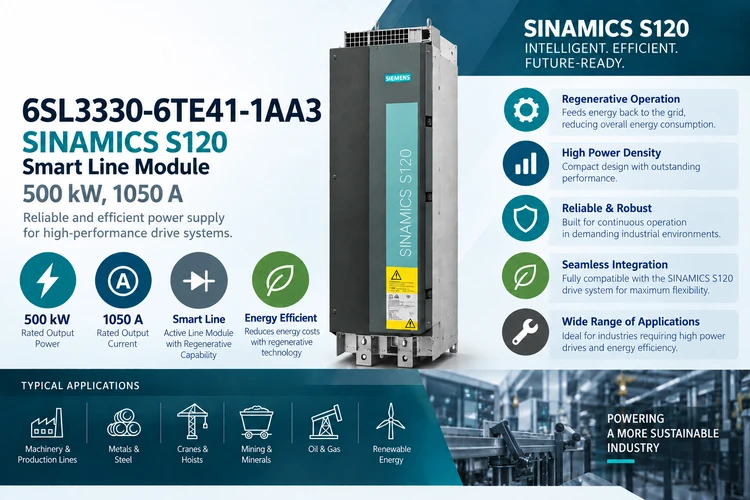 Siemens 6SL3330-6TE41-1AA3 SINAMICS S120 Smart Line Module – 500 kW, 1050 A