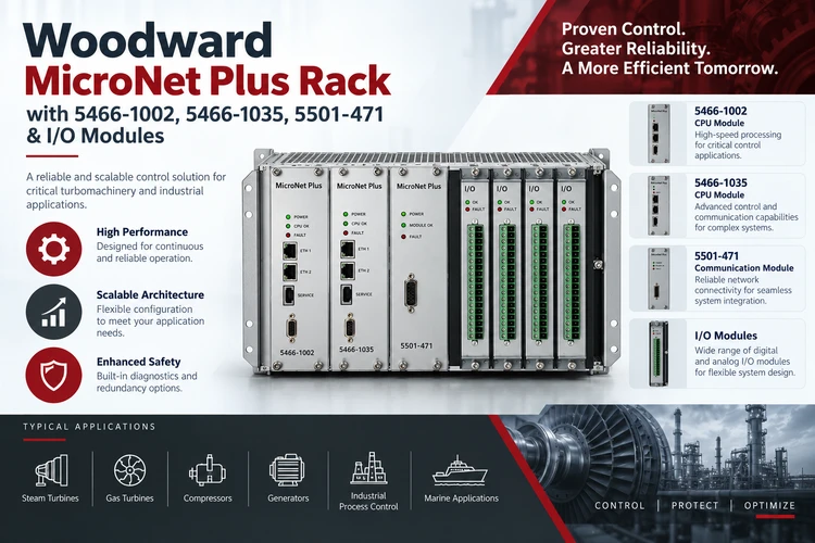 Woodward MicroNet Plus Rack with 5466-1002, 5466-1035, 5501-471 & I/O Modules