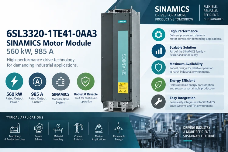 Siemens 6SL3320-1TE41-0AA3 SINAMICS Motor Module – 560 kW, 985 A