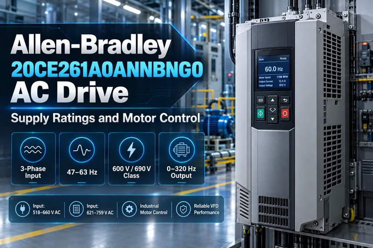 Allen-Bradley 20CE261A0ANNBNG0 AC Drive: Supply Ratings and Motor Control