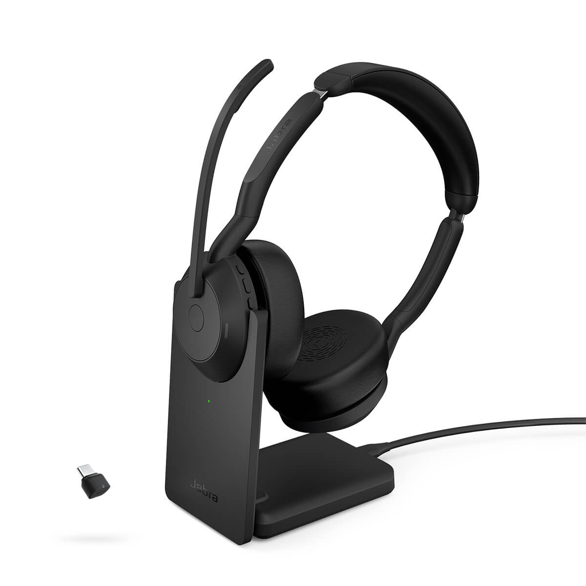 Jabra Evolve2 75 Wireless PC Headset With Charging Dock And 8-Mic Technology - Dual Foam Stereo Headphones, Dongle USB-C, Ottimizzato Per Microsoft Teams, Nero, Supporto Incluso - Foto 2