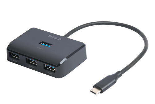 Deltaco USBC-HUB203 interface hub USB Type-C 5000 Mbit/s Black