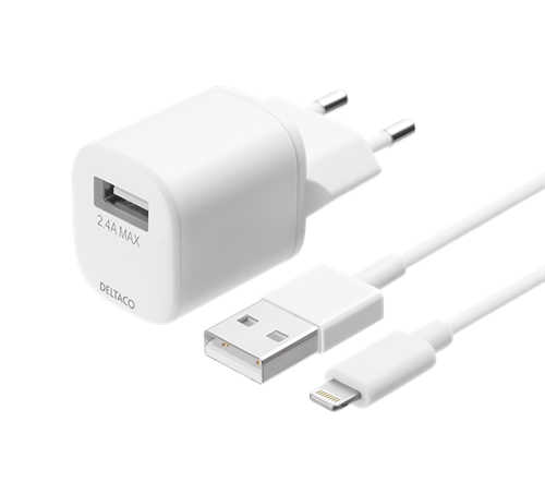 DELTACO USB charger, USB-A 1 m USB-A to Lightning