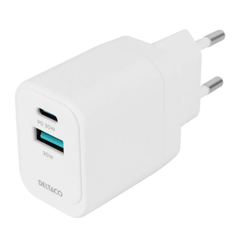 USB Wall charger, 1xUSB-A 18W,1xUSB-C PD 30W, PPS