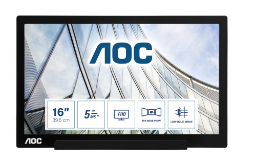 AOC 01 Series I1601FWUX computer monitor 39.6 cm Full HD LED Silver, Black