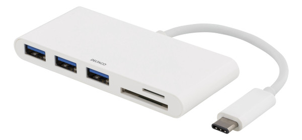 Deltaco USBC-HUB interface hub USB 2.0 Type-C White