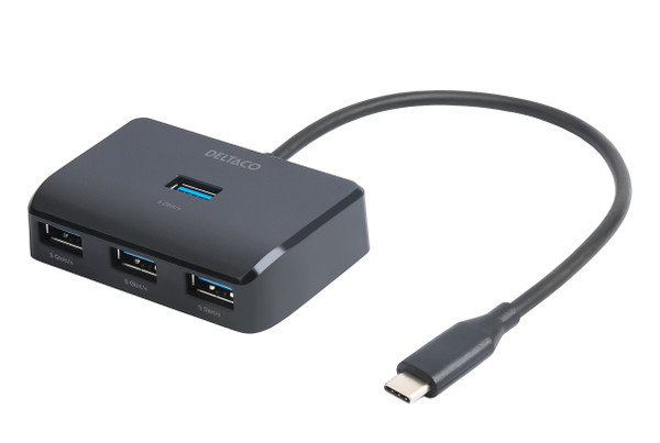 Deltaco USBC-HUB203 interface hub USB Type-C 5000 Mbit/s Black
