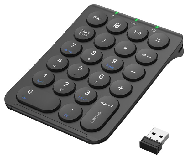 Deltaco TB-125 numeric keypad Laptop/PC RF Wireless Black