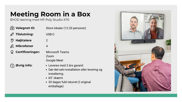 Globe Meeting Room-in-a-Box (X70+65skærm+mont) BYOD Stort møderum