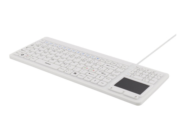 Rubberized keyboard with touchpad, IP68, 105 keys, white