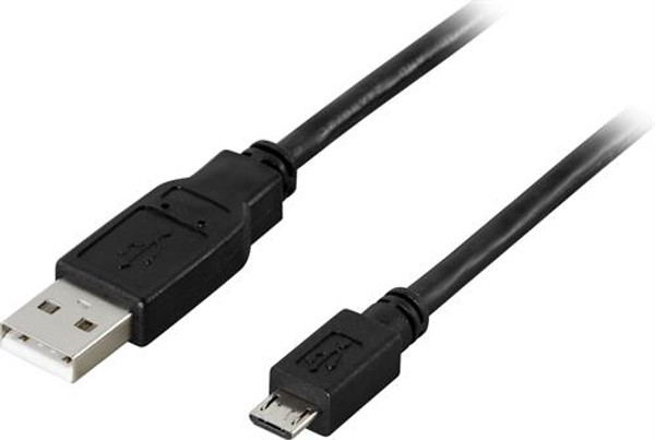DELTACO USB 2.0 kabel A han-Micro B han 0,5M Sort