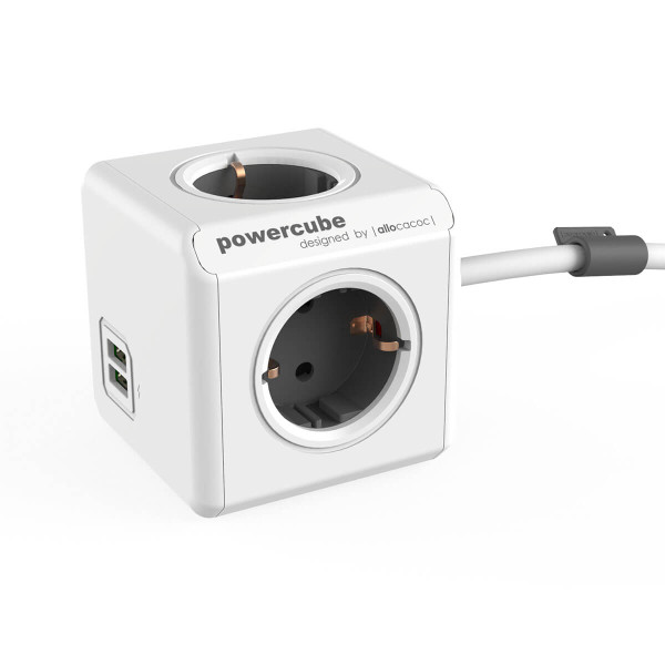 Allocacoc PowerCube 4X Socket + 2 USB 2.1 - 1.5 m Grey