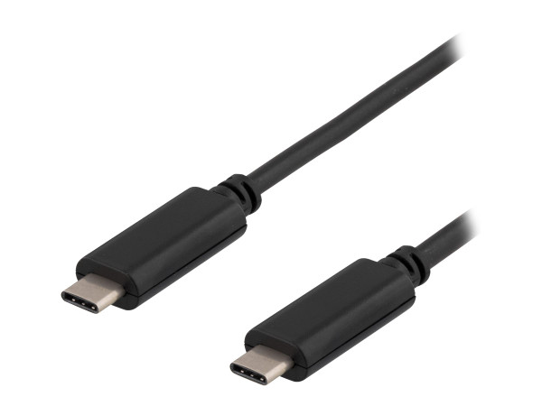 Deltaco USB-C kabel, sort, 1m