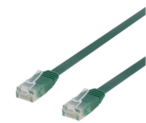 U/UTP Cat6 patch cable, flat, 0.5m, 250MHz, green