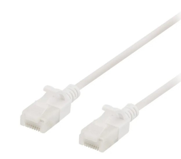 U/UTP Cat6a patch cable, slim, 3,5mm, 0,3m Hvid
