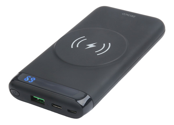 Deltaco PB-Q1003 power bank Lithium Polymer (LiPo) 10000 mAh Wireless charging Black