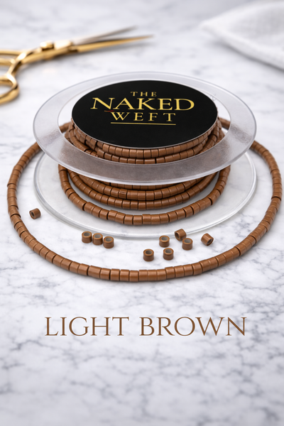 LIGHT BROWN MICRO RINGS- SILICONE LINED- PRE THREADED