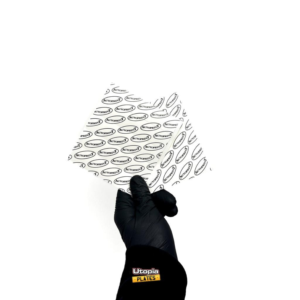A pack of 10 sticky pads for number plates