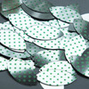 Navette Leaf Sequin 1.5" Green Polka Dot on Silver Metallic