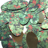 Oval Sequin 1.5" Holly Leaves and Berries Green Leaf Red Berry Metallic