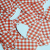 Oval Sequin 1.5" Red White Gingham Plaid Checker Pattern Opaque