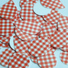 Teardrop Sequin 1.5" Red White Gingham Plaid Checker Pattern Opaque