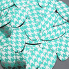 Oval Sequin 1.5" Teal Silver Houndstooth Pattern Metallic
