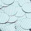 Round Sequin 1.5" Aqua Blue Polka Dot on Silver Metallic