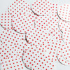 Round Sequin 30mm Red Polka Dot on White Opaque