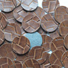 24mm Vinyl Disc Brown Wide Weave No Hole Round Circle