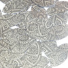 Navette Leaf Sequins 1.5" Mehndi Pattern Black Silver Metallic